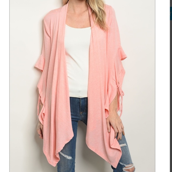 Peach Color Waterfall Cardigan 